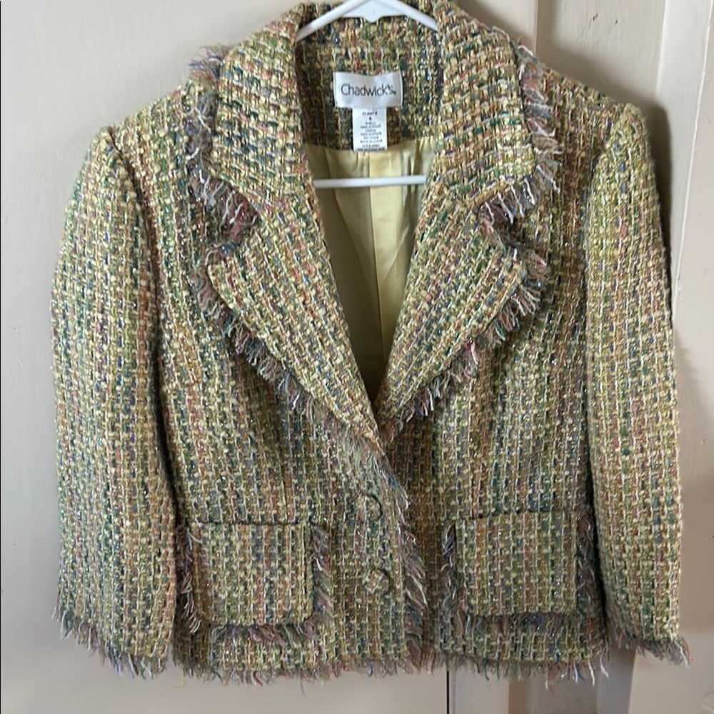 Chadwicks yellow Blazer with Textured Tweed Fabric